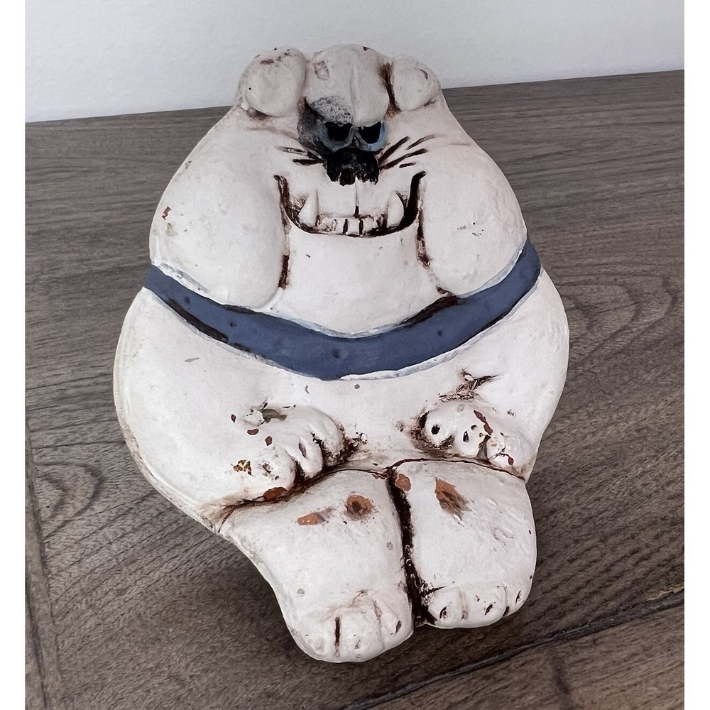 Vintage 1987 Telle M Stein Bulldog Dog Art Pottery Figurine Sculpture Signed